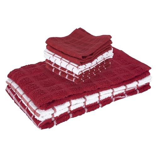 Premium 3 Pack Kitchen Towel & 6 (Paprika Red / 9-Pack Bundle)