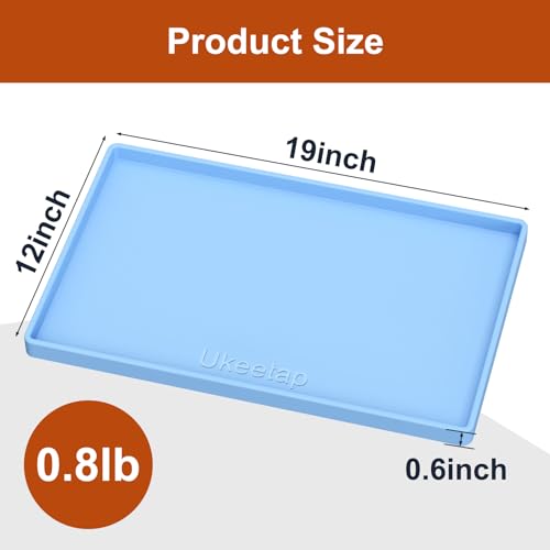19" x 12" Extra Thick Silicone Mat Waterproof with Raised Edge (Blue / 19"L x 12"W)
