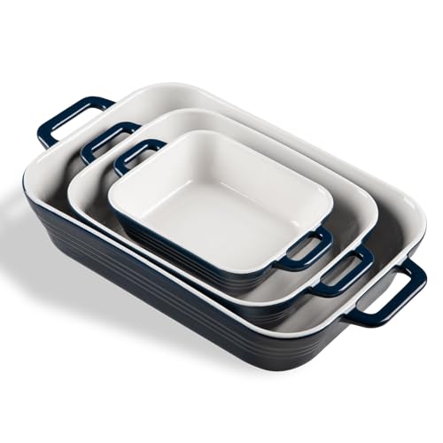 Sweejar Relief Casserole Dishes for Oven (Navy / 13x9 Casserole dishes set)