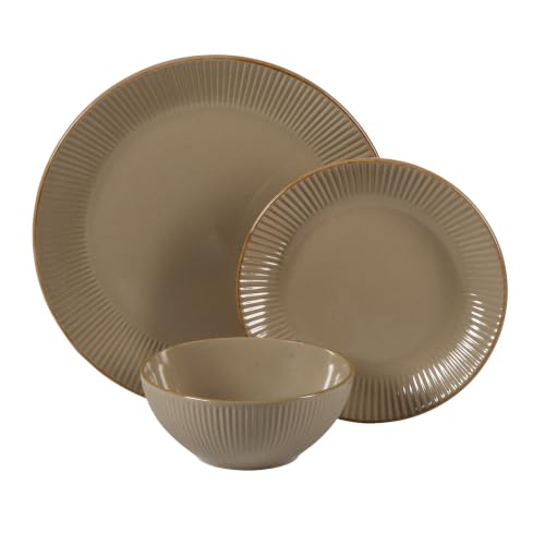Plates and Bowls Set (Service for 4 (12pcs) / Beige (Desert Dusk))