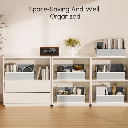 Large Closet Organizers and Storage Bins (Light Grey / 6 Pack)