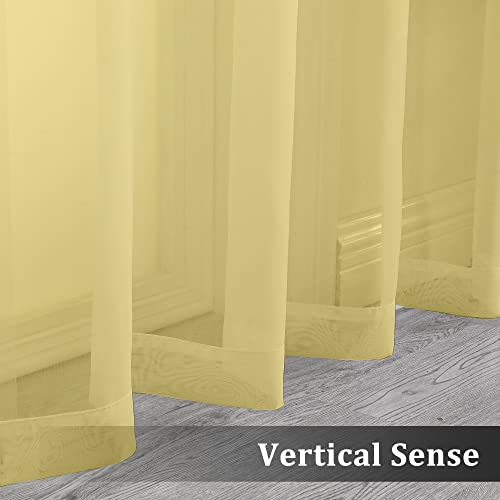 Mustard Yellow Sheer Curtains 96 Inches Long 2 Panels (Mustard Yellow / 42"W x 96"L (Pack of 1))