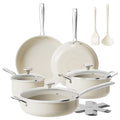 Ceramic Nonstick Cookware Set (Beige / 14PC Cookware Sets)