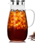 64oz Glass Borosilicate Pitcher with Lid and Handle for Fridge (64 Ounces)