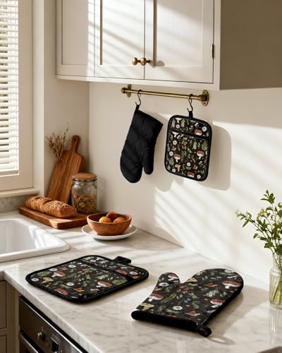 Cotton Oven Mitts and Pot Holders Sets (Forest Charm)