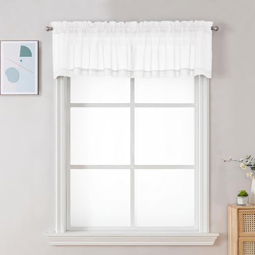 Sheer Valances for Windows (White / 59"W x 14"L (Pack of 2))