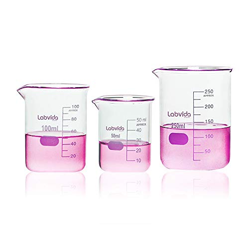 Upgrated 3 Size Low Form Beaker Set (3 Sizes: 50/100/250ml,each 1pc)
