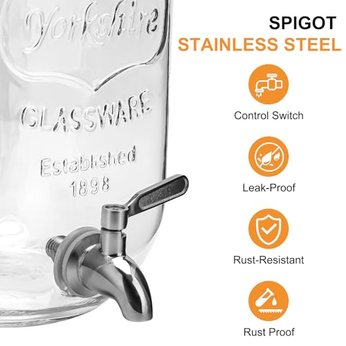 2 Gallon Glass Beverage Dispenser with Lid