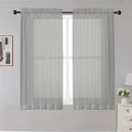 Sheer Curtains Grey 45 Inches Long (Grey / 42"W x 45"L (Pack of 2))