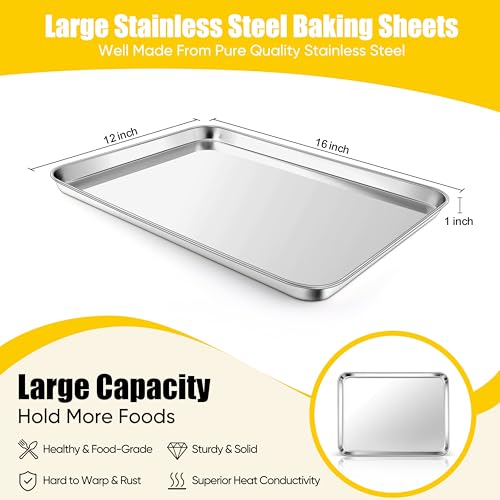 16x12 Inches Stainless Steel Jelly Roll Pan (16x12x1)