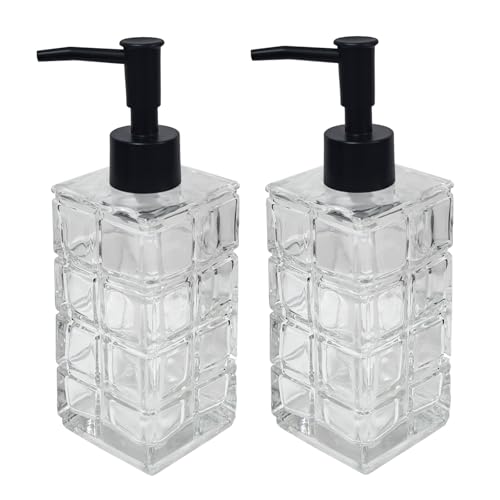 Clear Glass Soap Dispenser with Black Pump (Square Clear)