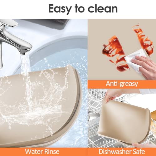 Silicone Coffee Maker Mat with Lip for Countertops (Khaki / 17.4'' x 10.6'')