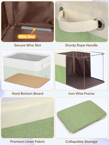 4 Pack Fabric Closet Storage Bins for Shelves (Green / 4PCS/X-Large-17x13x10.5)
