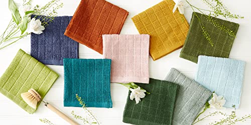 Basic Terry Collection Solid Windowpane Dishcloth Set (Pale Mauve / 12x12")