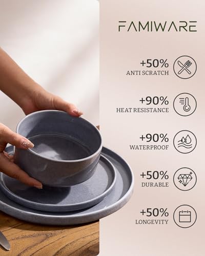 Annecy 12 Piece Stoneware Dinnerware Set (Misty Blue / Service for 4 (Standard Dinner Set))