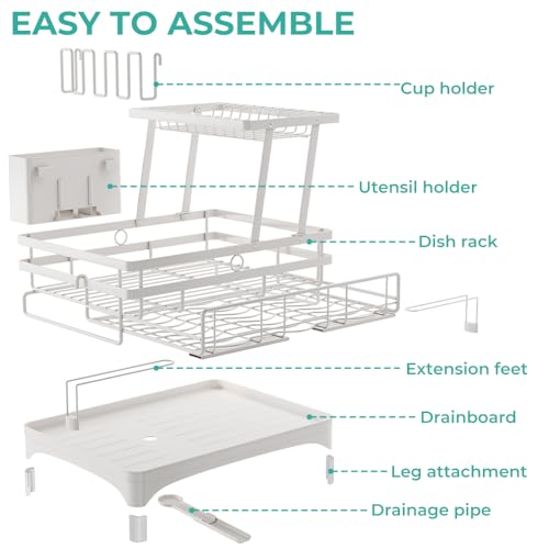 2 Tier Large Dish Drying Rack (White)