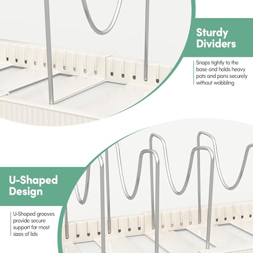 Expandable Pan Organizers Inside Cabinet with 10 Dividers White (White / 10 Adjustable Dividers)