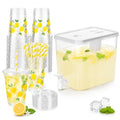 152 Pcs Lemonade Stand Supplies Kits 8.8L Plastic Drink Dispenser with Spigot 50 Sets 12 Oz Disposable Cups with Lids Straws for Water Tea Beverages Juice