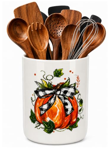 Fall Pumpkin Ceramic Utensil Holder