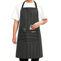 Chef Apron for Men Women with Pockets (Black/White Bold)