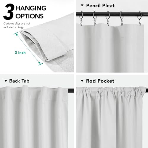 100% Blackout Linen Curtains 63 Inch Long for Living Room Bedroom (Silver Grey/Linen Total Blackout / 52"W x 63"L (Pack of 2))