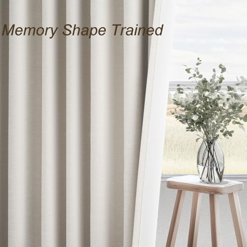 Blackout Curtains 70 Inch Length Wide Linen Black Out Curtain for Living Room Natural Birch Thick Linen Texture Thermal Sound Proof Noise Reducing Heavy Large Window Drapes (Birch / 70"W x 102"L (Pack of 2))