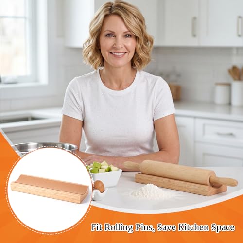 4 Pcs Wood Rolling Pin Holder Rolling Pin Stand Pizza Roller Holder Kitchen Display Rack For Dough Pastry Fondant Kitchen Storage