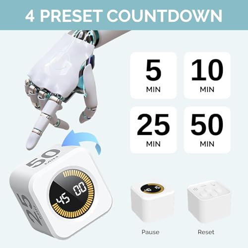 2 Pack KADAMS Pomodoro Cube Timer Productivity Visual Timer (White)