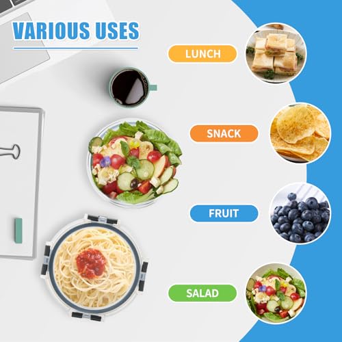 12 Pack 13oz Small Round Glass Food Storage Containers with Lids (13oz,Same Size - 12 Pack,Grey Set)