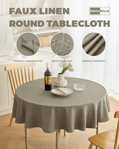 Waterproof Round Tablecloth for Round Dining Table (Natural / 70" (Round))