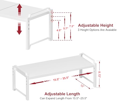 12" Wide 100LBS Loading (White / 2 Pack: 25.5"L (12" Wider +100LBS Load-bearing))