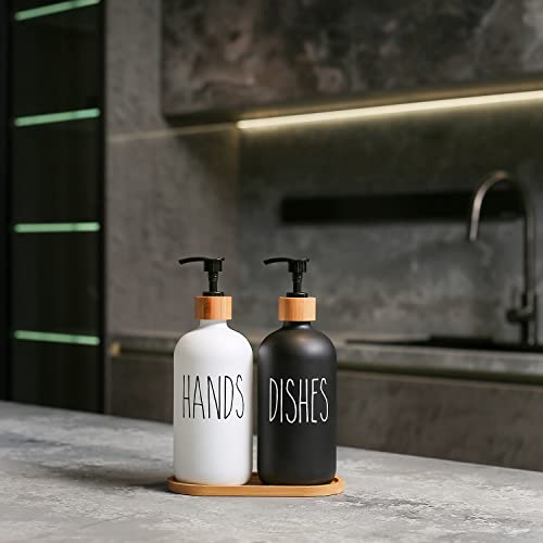 Soap Dispenser Set (Hd Black White & Tray)