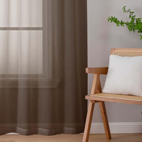 Sheer Chocolate Curtains for Bedroom Living Room 54 Inch Length 2 Panels Set (Chocolate / 42"W x 54"L (Pack of 2))