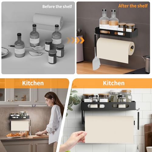 Paper Towel Holder Wall Mount for Kitchen (Matte Black)