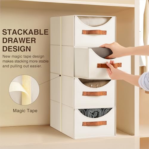 Stackable Storage Drawers (Beige / 13 Inch. - 8 Pack)
