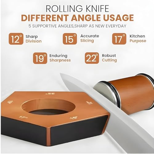 High Carbon Stainless Steel Rolling Knife Sharpener with 400 (Bronze)