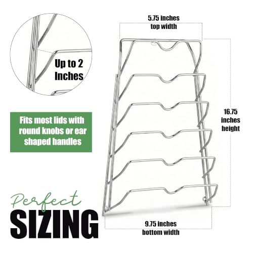 6 Tier Pot Lid Organizer for Cabinet Door or Pantry Wall (Set of 1 / Chrome - Cabinet/Wall Mounted)