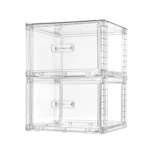 2 Pack Clear Stackable Storage Drawers 15QT (Medium)