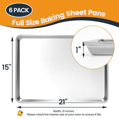 6 Pack Aluminum Baking Sheet Pan (6-pack Solid Large Size (21"×15"))