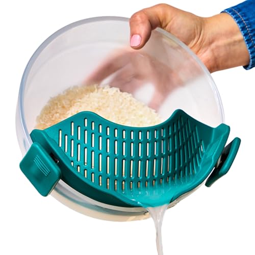 Silicone Clip On Strainer for Pots and Pans & Glass Dishes (Kale)