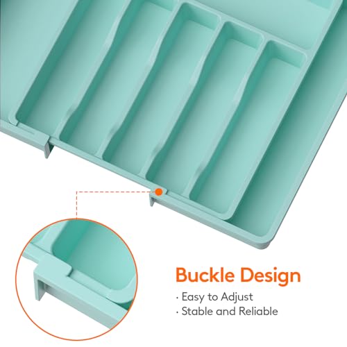 Extra Large Silverware Drawer Organizer (Turquoise / XL (13-22''W x 15''D))
