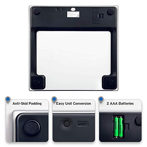 Digital Electric Bathroom Scale for Body Weight (White / 11.8 x 11.8 inches)