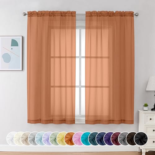 Orange Sheer Curtains 54 Inch Long 2 Panels (Orange / 42"W x 54"L (Pack of 2))