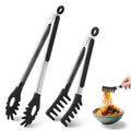 2 PCS Pasta Tong Spaghetti Tongs (9"+12"-Black)
