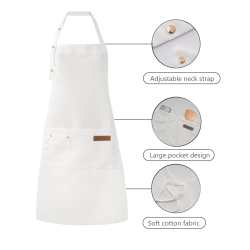 Art Aprons for Women Painting Pottery Baking (White)