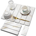 Small Stone Dish Drying Mat for Kitchen Counter (Gold White / 16" x 12")