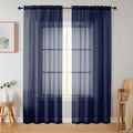 Navy Blue Sheer Curtains 84 Inches Long 2 Panels (Navy Blue / 42"W x 84"L (Pack of 2))
