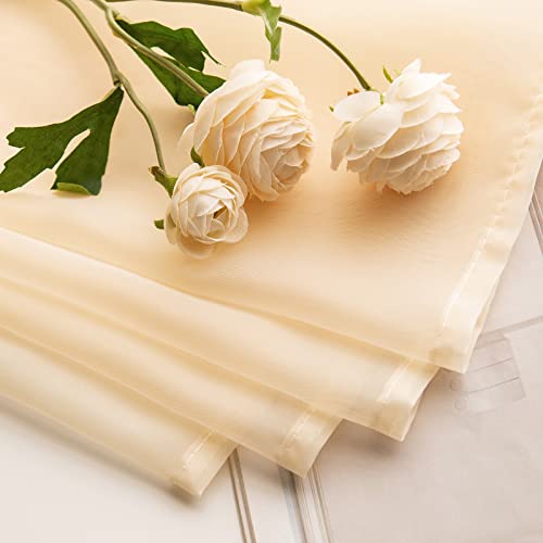 Cream Beige Short Sheer Curtains 2 Panels (Cream Beige / 29"W x 30"L (Pack of 2))