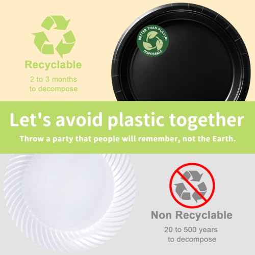 Black Paper Plates (Black / 100 Count (50-9" & 50-7"))
