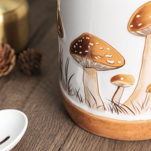 Brown Ceramic Mushroom Pattern Kitchen Utensil Holder (Brown)